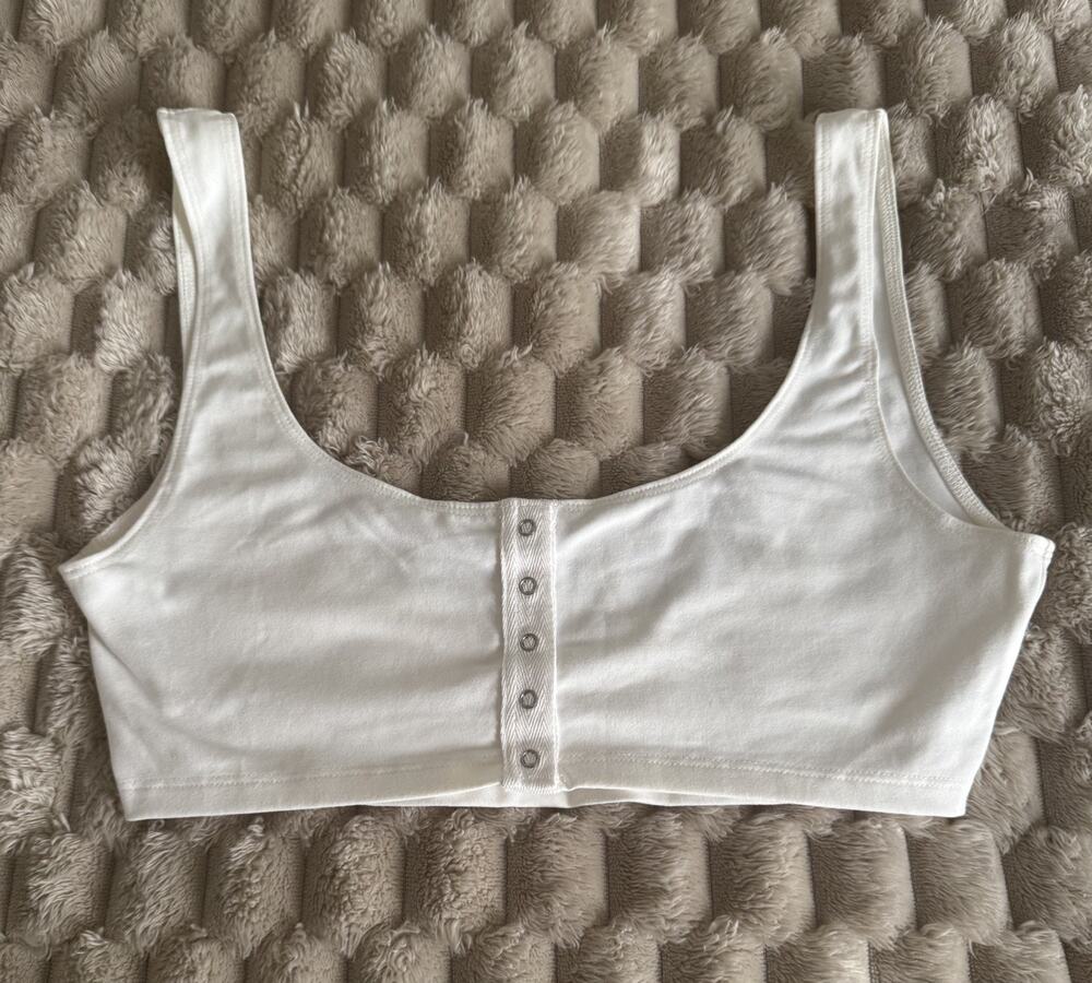 For Love And Lemons Pointelle White Crop Tank Top Size S